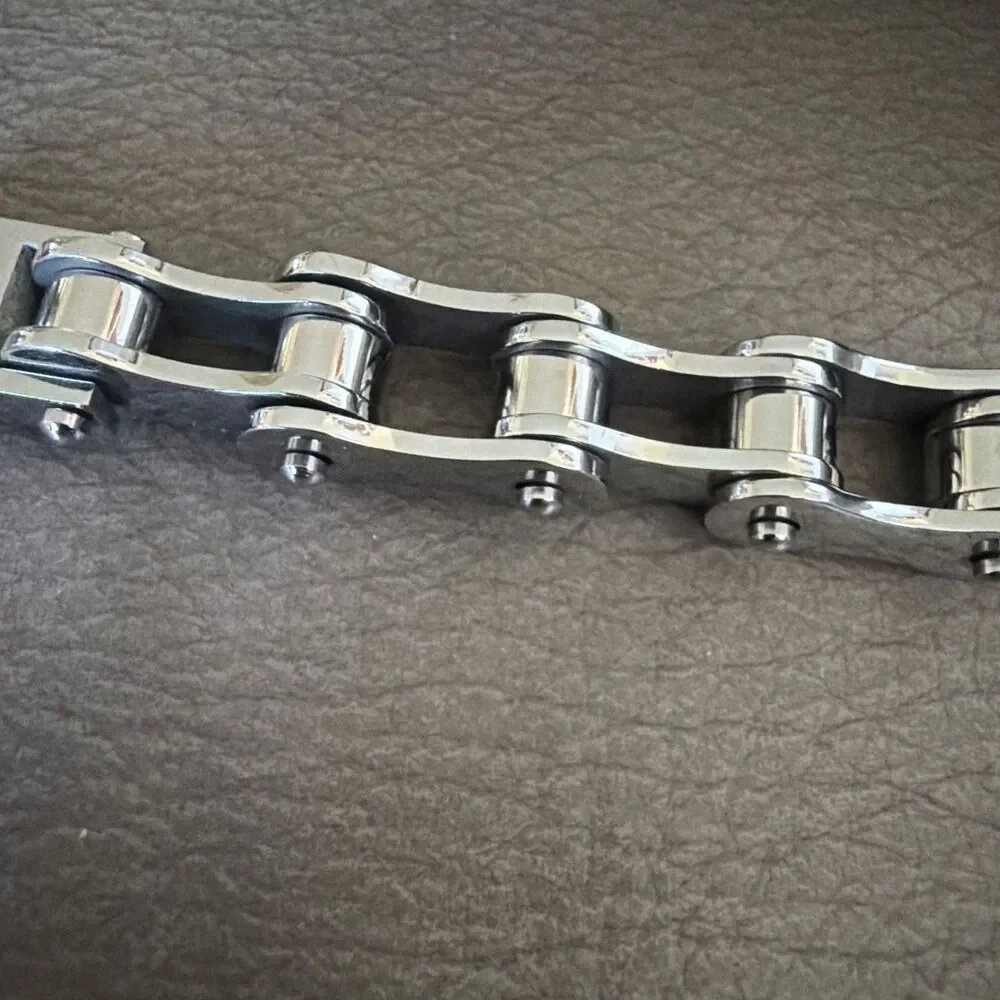 Mad Man Men’s Stainless Steel Link Cuff Bracelet Industrial Chain NIB 8.75”